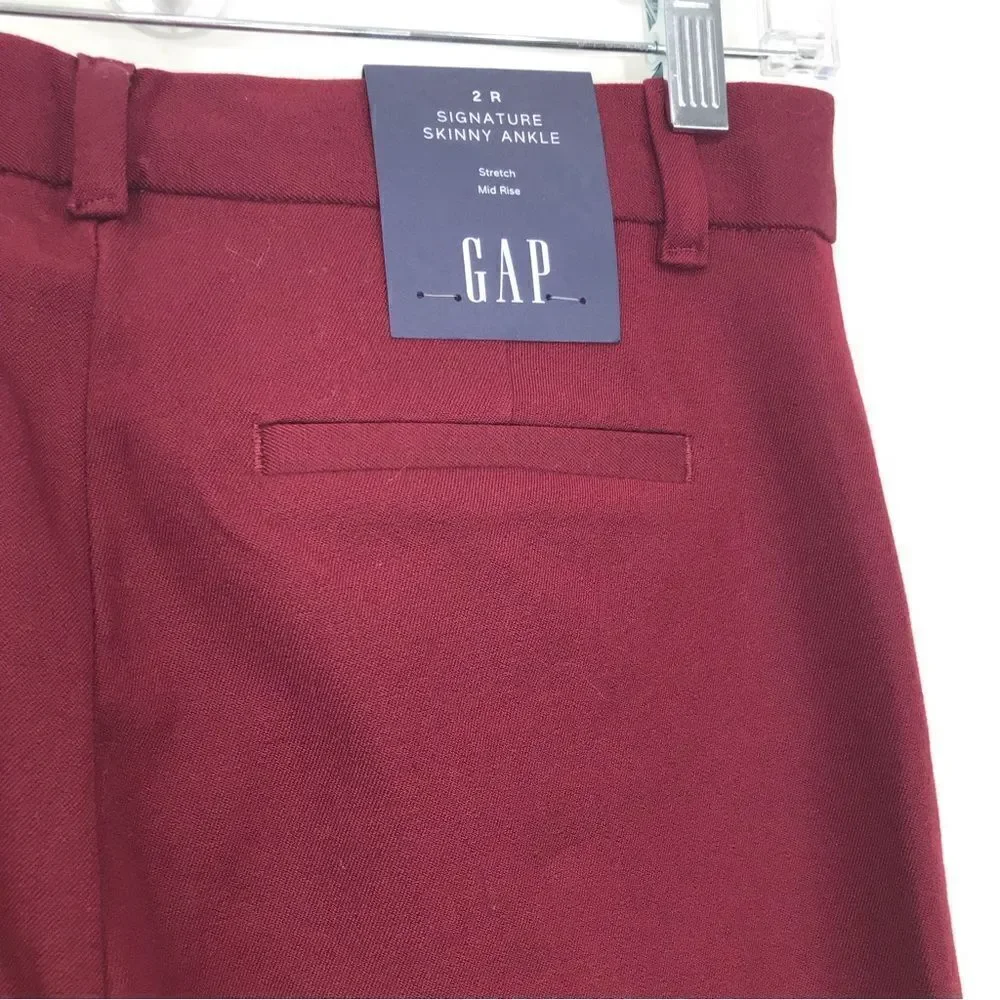 GAP Signature Burgundy Skinny Ankle Classic Pants NEW